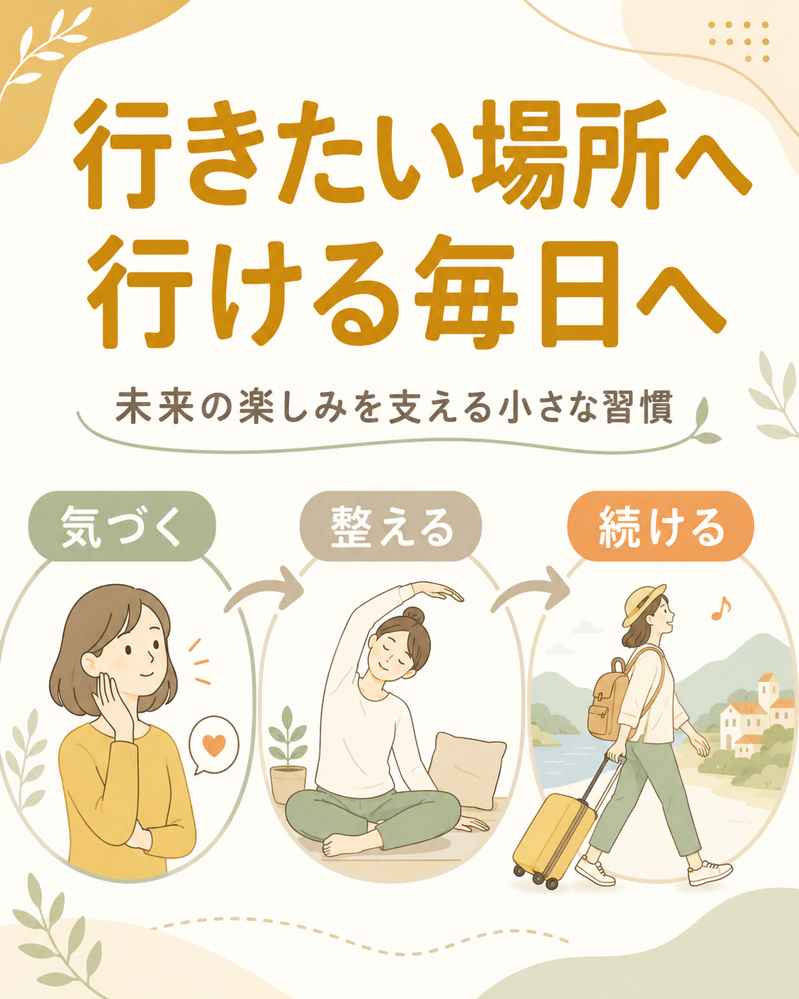 未来の外出を楽しむために気づく、整える、続ける