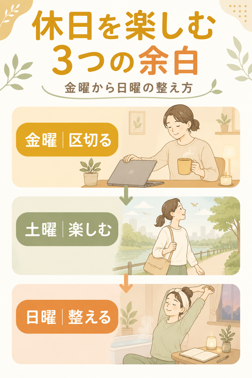 金曜から日曜まで、疲れをため込みにくくする過ごし方